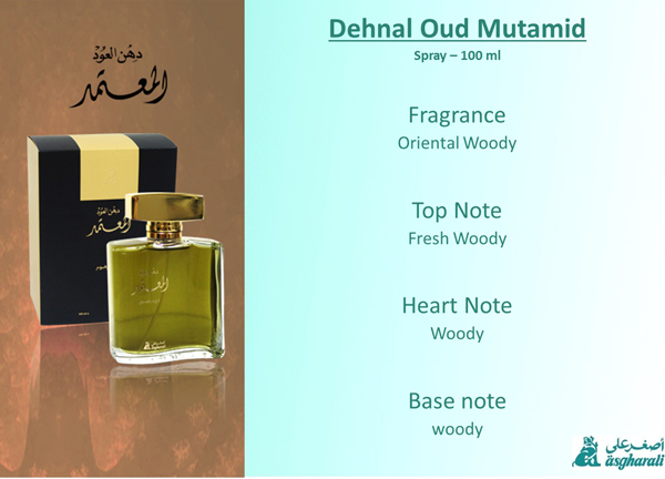Dehnal Oudh Mutamid Spray Perfume 100ml by Asgharali - Click Image to Close